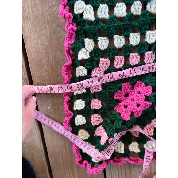 Crochet knitted afghan blanket multicolored - Picture 4 of 6